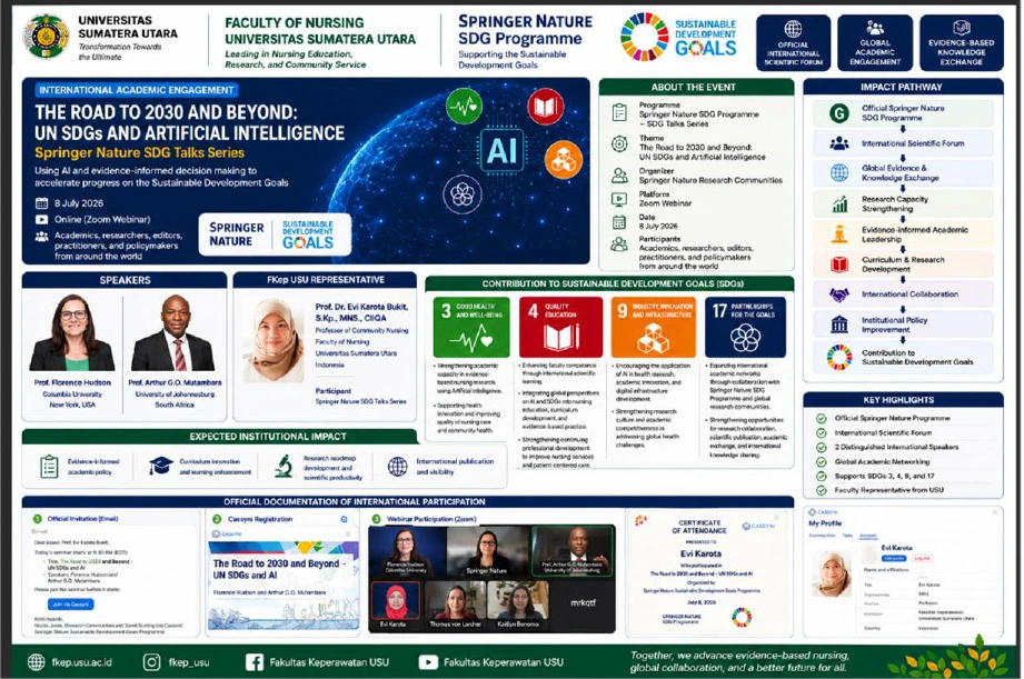 Fakultas Keperawatan USU Perkuat Kontribusi terhadap SDGs melalui Forum Internasional Springer Nature tentang Artificial Intelligence dan Sustainable Development Goals